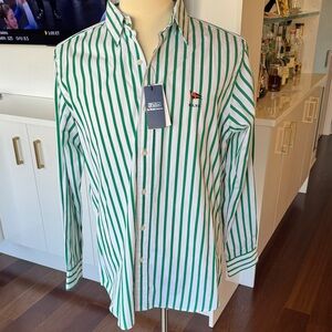 Ralph Lauren White and Green Striped Men's Shirt